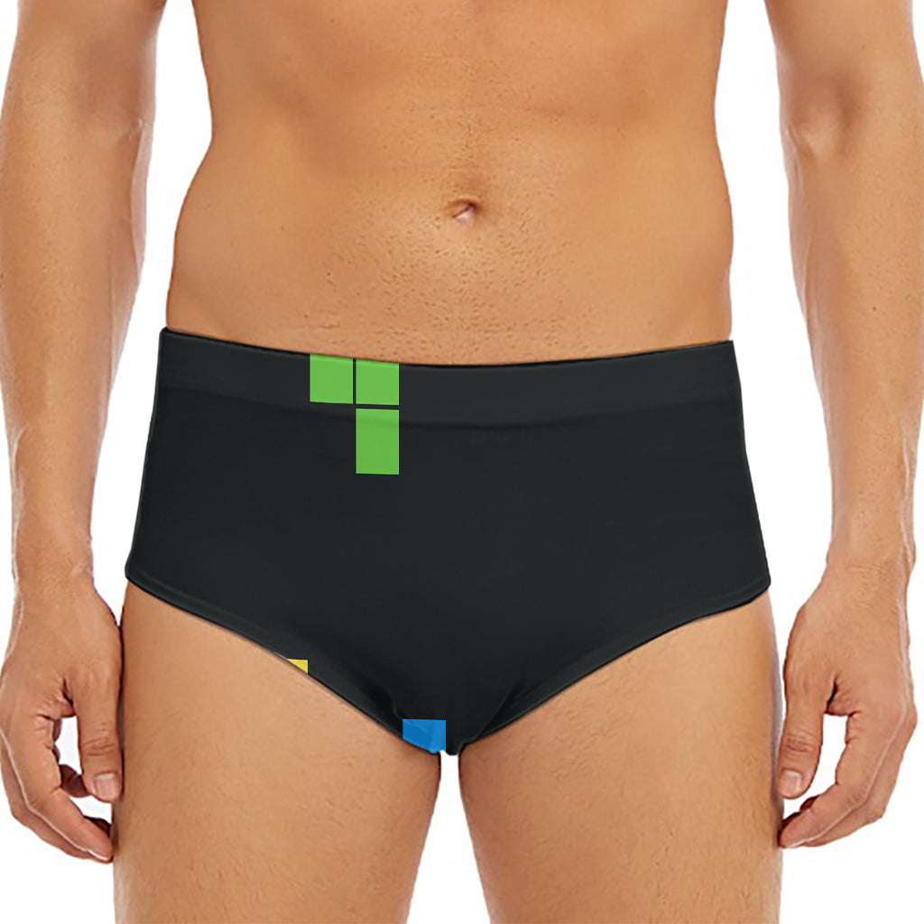 Colorful Brick Puzzle Video Game Print Men's Triangle Swim Briefs