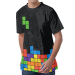 Colorful Brick Puzzle Video Game Print Men's Velvet T-Shirt