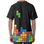 Colorful Brick Puzzle Video Game Print Men's Velvet T-Shirt