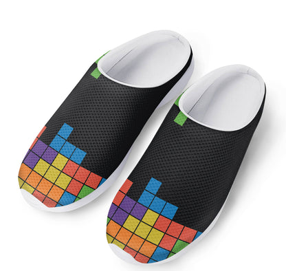 Colorful Brick Puzzle Video Game Print Mesh Casual Shoes