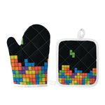 Colorful Brick Puzzle Video Game Print Oven Mitt And Pot Holder Set