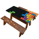 Colorful Brick Puzzle Video Game Print Picnic Table Cover