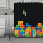 Colorful Brick Puzzle Video Game Print Polyester Shower Curtain