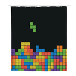 Colorful Brick Puzzle Video Game Print Polyester Shower Curtain