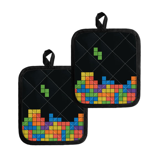 Colorful Brick Puzzle Video Game Print Pot Holders