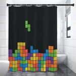 Colorful Brick Puzzle Video Game Print Premium Shower Curtain