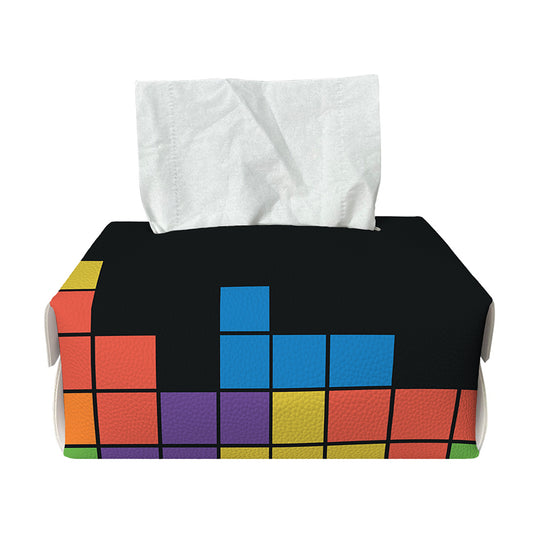 Colorful Brick Puzzle Video Game Print Rectangle Tissue Box Cover