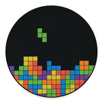 Colorful Brick Puzzle Video Game Print Round Floor Mat
