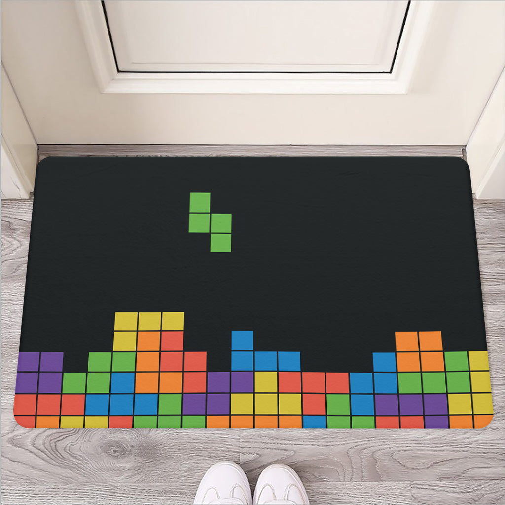 Colorful Brick Puzzle Video Game Print Rubber Doormat