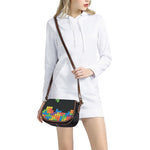 Colorful Brick Puzzle Video Game Print Saddle Bag