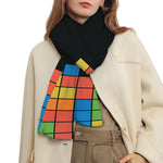 Colorful Brick Puzzle Video Game Print Scarf