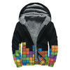 Colorful Brick Puzzle Video Game Print Sherpa Lined Zip Up Hoodie
