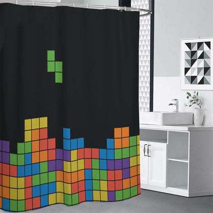 Colorful Brick Puzzle Video Game Print Shower Curtain
