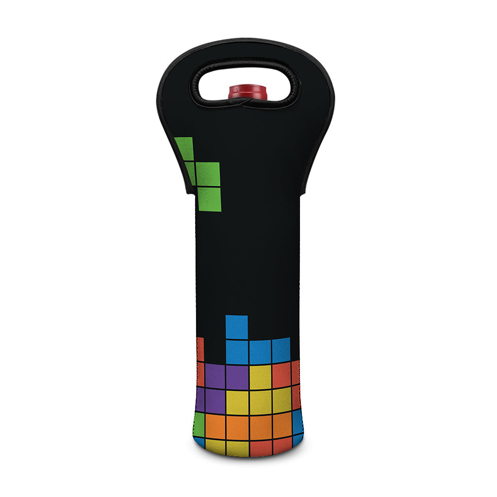 Colorful Brick Puzzle Video Game Print Single Neoprene Wine Tote