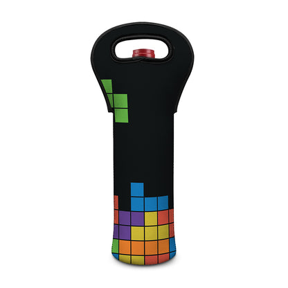 Colorful Brick Puzzle Video Game Print Single Neoprene Wine Tote