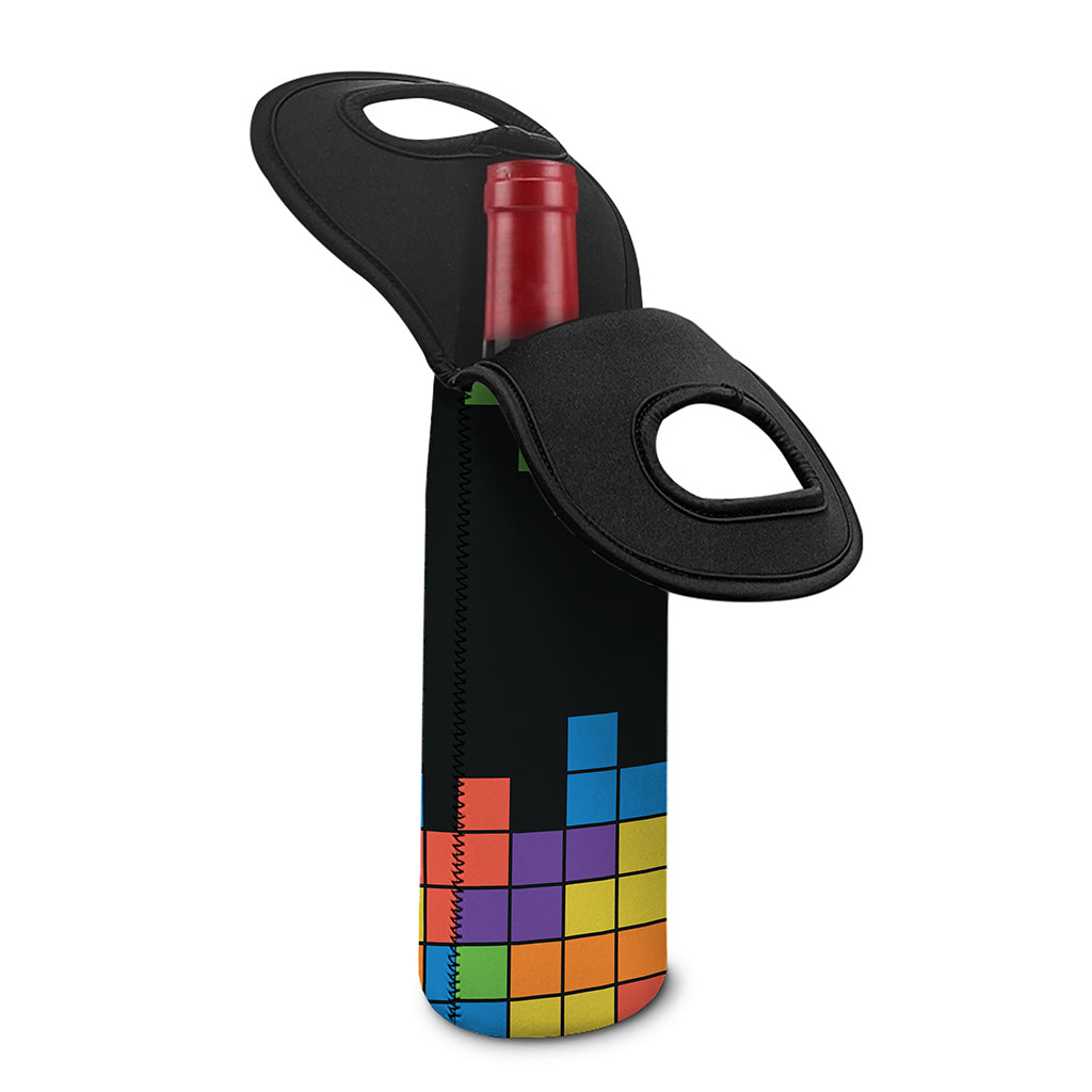 Colorful Brick Puzzle Video Game Print Single Neoprene Wine Tote
