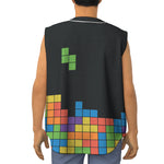 Colorful Brick Puzzle Video Game Print Sleeveless Baseball Jersey