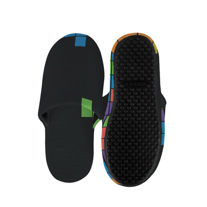 Colorful Brick Puzzle Video Game Print Slippers