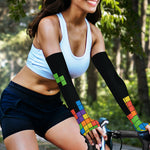 Colorful Brick Puzzle Video Game Print Sun Protection Arm Sleeves