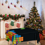Colorful Brick Puzzle Video Game Print Tablecloth
