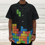 Colorful Brick Puzzle Video Game Print Textured Short Sleeve Shirt