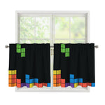 Colorful Brick Puzzle Video Game Print Tier Curtains
