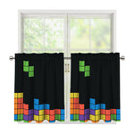 Colorful Brick Puzzle Video Game Print Tier Curtains