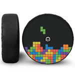 Colorful Brick Puzzle Video Game Print Tire Cover With Camera Hole