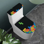 Colorful Brick Puzzle Video Game Print Toilet Lid And Tank Cover Set