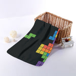 Colorful Brick Puzzle Video Game Print Towel
