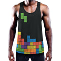 Colorful Brick Puzzle Video Game Print Men's Workout Tank Top