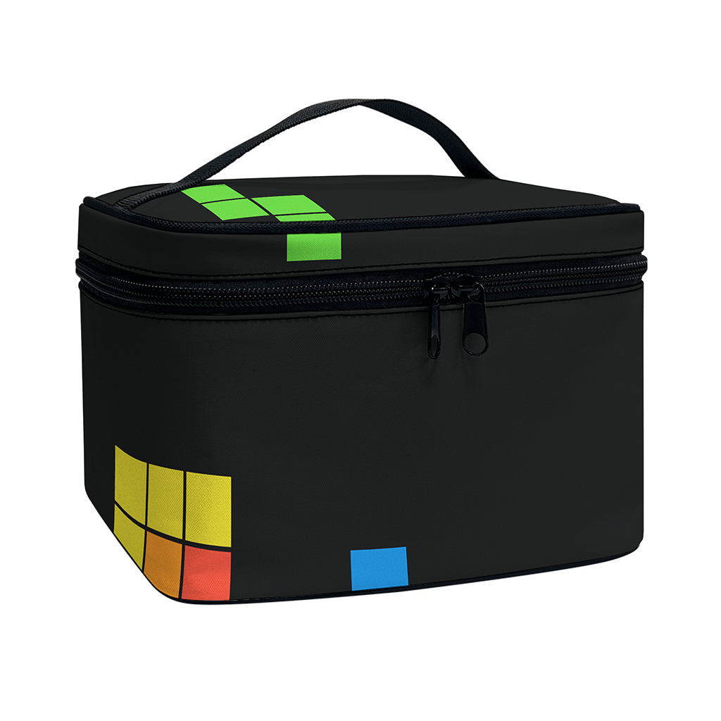 Colorful Brick Puzzle Video Game Print Travel Makeup Bag