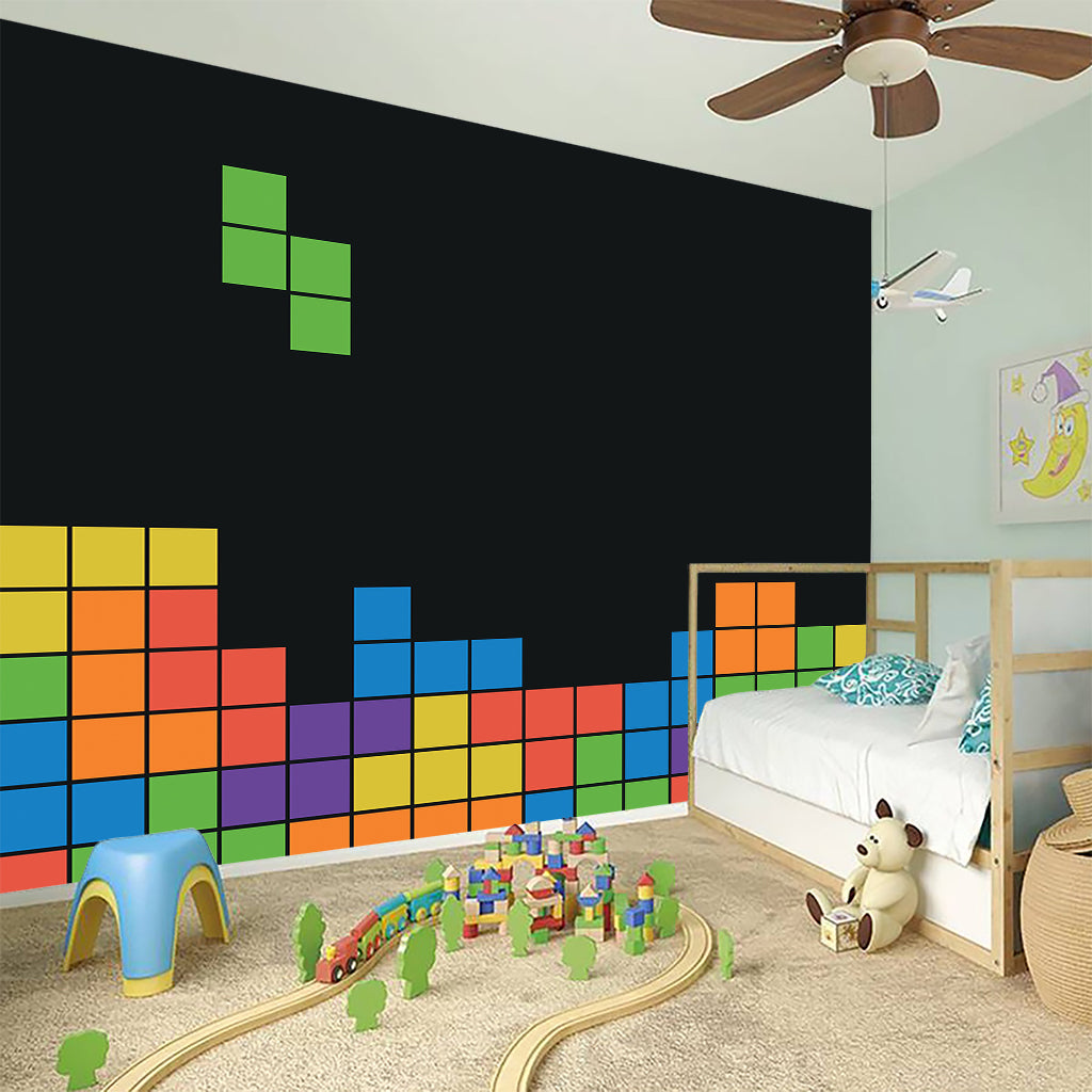 Colorful Brick Puzzle Video Game Print Wall Sticker