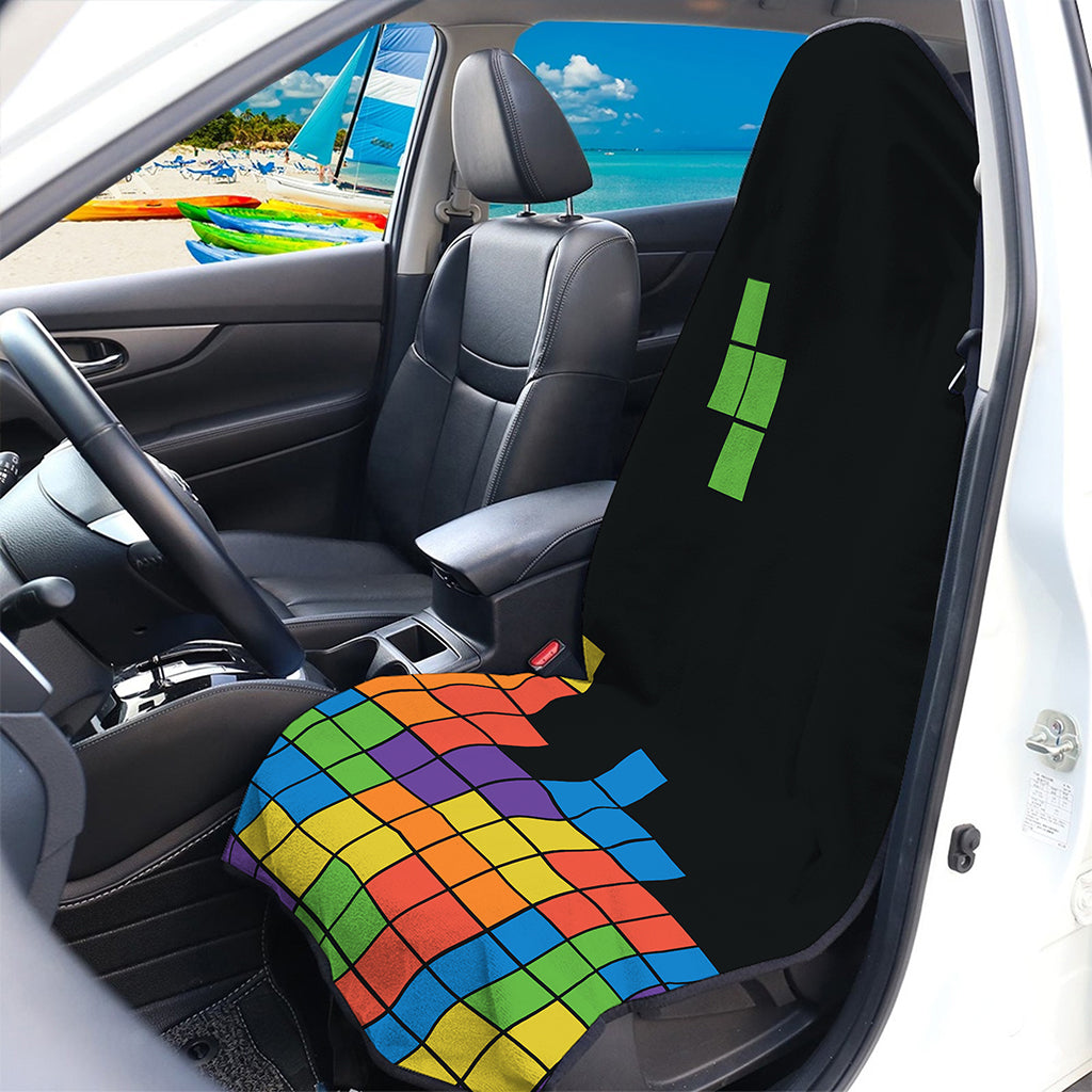 Colorful Brick Puzzle Video Game Print Waterproof Car Seat Cover