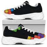 Colorful Brick Puzzle Video Game Print White Chunky Shoes