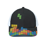 Colorful Brick Puzzle Video Game Print White Mesh Trucker Cap