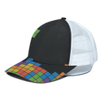Colorful Brick Puzzle Video Game Print White Mesh Trucker Cap