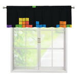 Colorful Brick Puzzle Video Game Print Window Valance