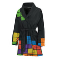 Colorful Brick Puzzle Video Game Print Women's Bathrobe