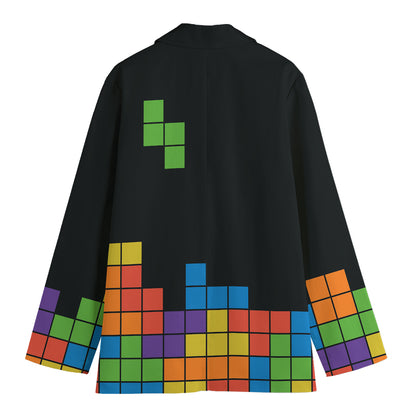 Colorful Brick Puzzle Video Game Print Women's Blazer