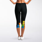 Colorful Brick Puzzle Video Game Print Women's Capri Leggings