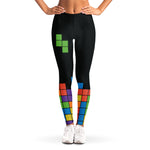Colorful Brick Puzzle Video Game Print Women's Leggings