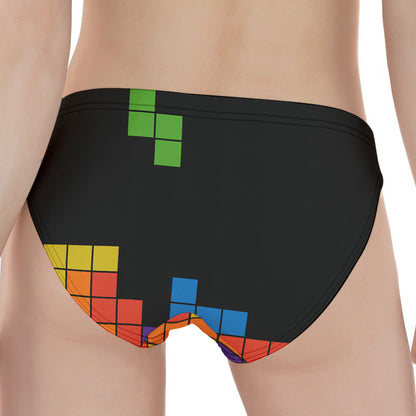 Colorful Brick Puzzle Video Game Print Women's Panties