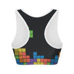Colorful Brick Puzzle Video Game Print Women's Sports Bra