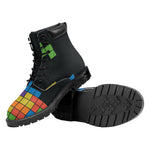 Colorful Brick Puzzle Video Game Print Work Boots