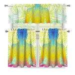 Colorful Buddha Lotus Print 3 Piece Kitchen Curtains