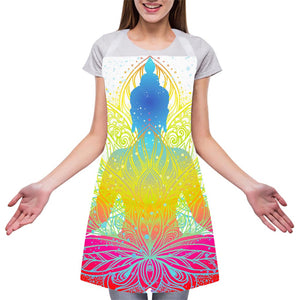 Colorful Buddha Lotus Print Adjustable Apron