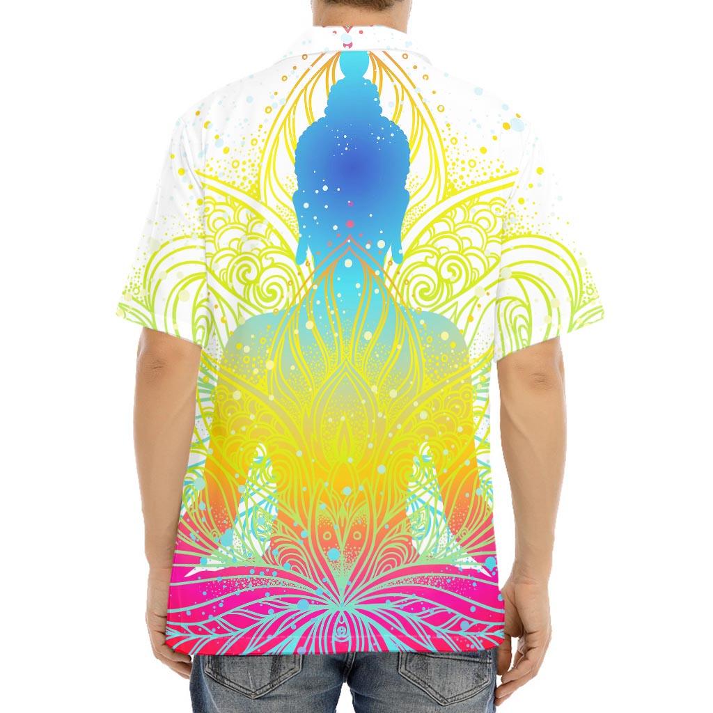 Colorful Buddha Lotus Print Aloha Shirt