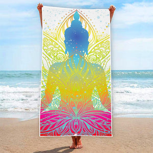 Colorful Buddha Lotus Print Beach Towel