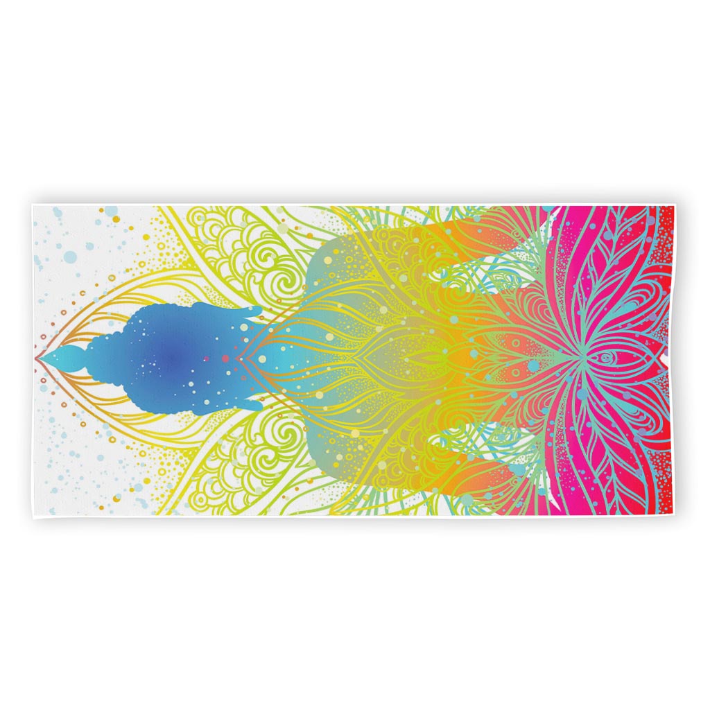 Colorful Buddha Lotus Print Beach Towel